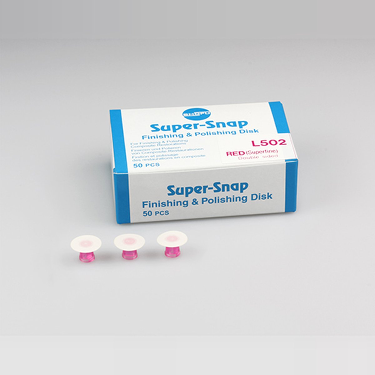 Диски полировочные Super-Snap №L502 красные (сверхмелкие), стандартные 12 мм, двустороннее покрытие (50 шт), Shofu