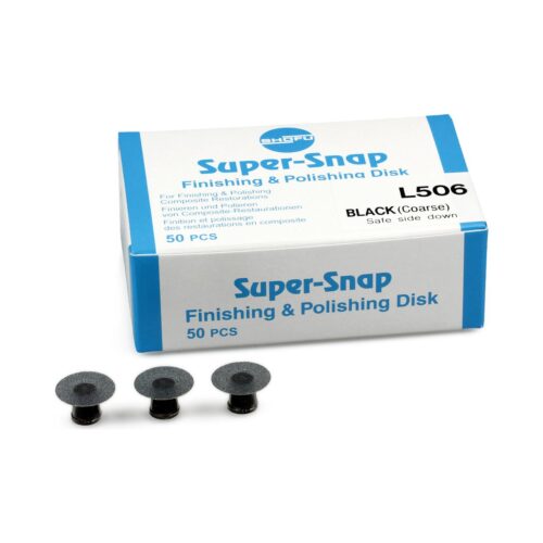 Диски полировочные Super-Snap №L506 чёрные (грубые), стандартные 12 мм, безопасная сторона снизу (50 шт), Shofu