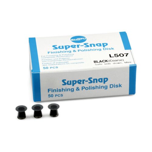 Диски полировочные Super-Snap №L507 чёрные (грубые), мини 8 мм, безопасная сторона снизу (50 шт), Shofu