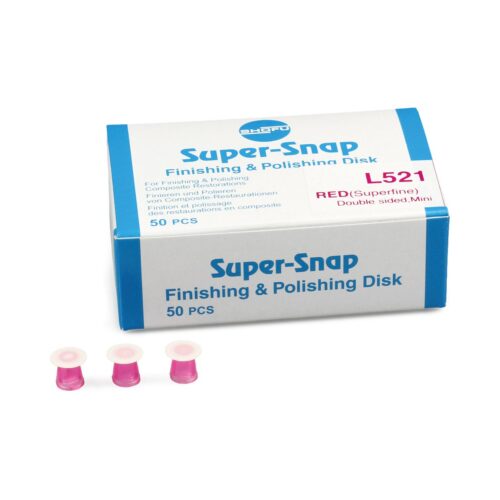 Диски полировочные Super-Snap №L521 красные (сверхмелкие), мини 8 мм, двустороннее покрытие (50 шт), Shofu