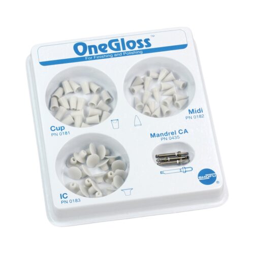 Набор полиров OneGloss Set №0180 (20 чашек, 20 конусов, 20 обратных конусов, 3 мандрели), Shofu